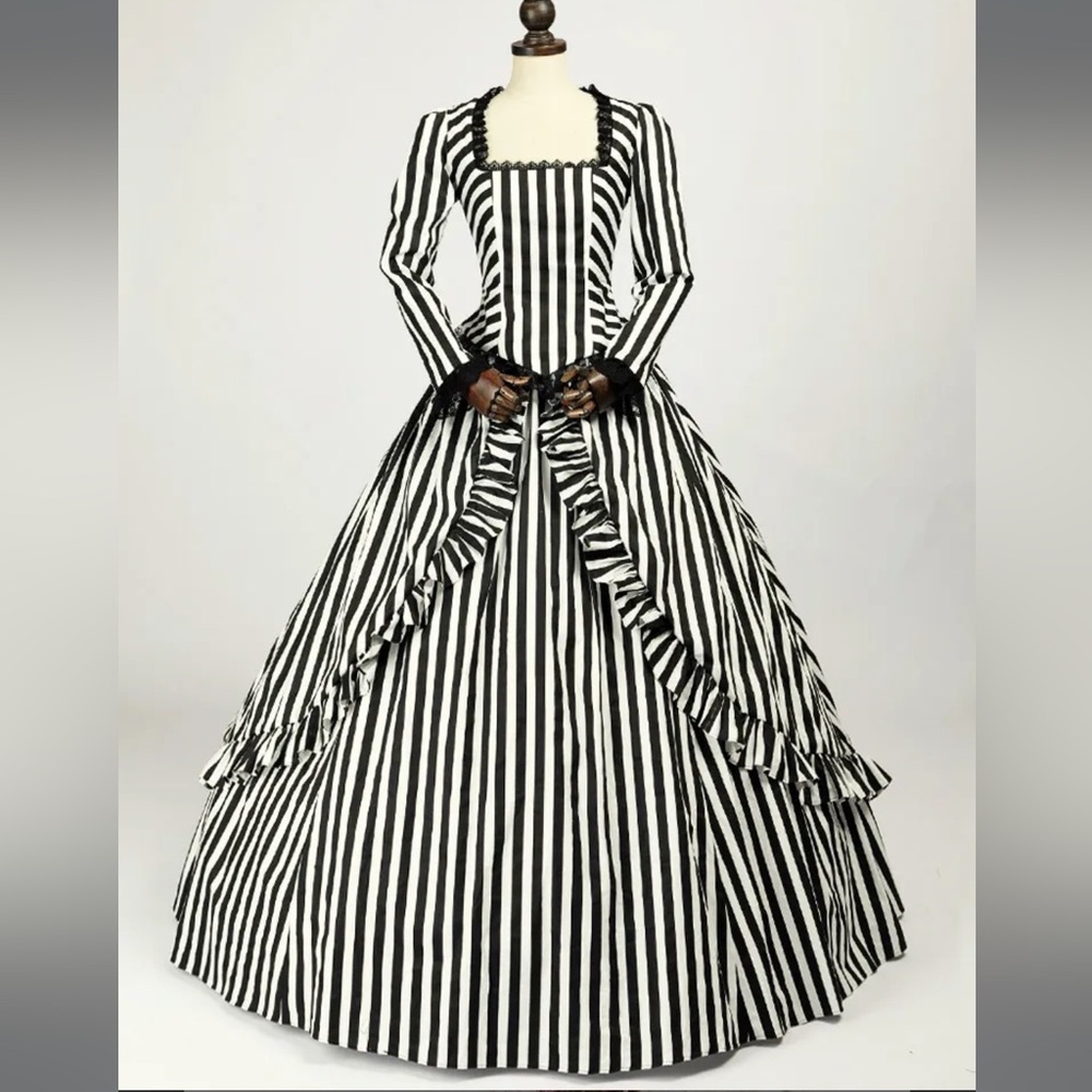 Victorian Choice Gothic Sleepy Hollow Gown Black & White Beetlejuice Dress
